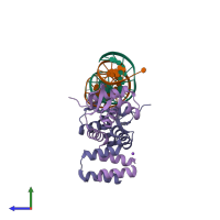 PDB entry 1sax coloured by chain, side view.