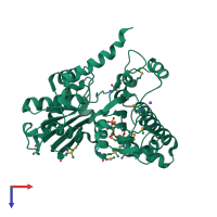 PDB entry 1saz coloured by chain, top view.