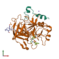 PDB entry 1sb1 coloured by chain, front view.