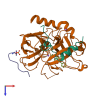 PDB entry 1sb1 coloured by chain, top view.