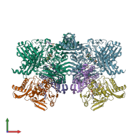 PDB entry 1sb3 coloured by chain, front view.