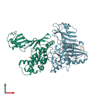 PDB entry 1sb7 coloured by chain, front view.