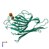 PDB entry 1sbf coloured by chain, top view.