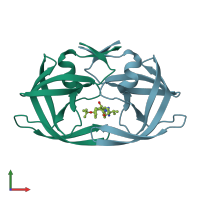 PDB entry 1sbg coloured by chain, front view.