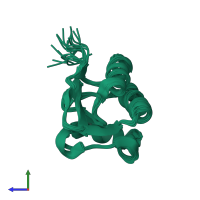 PDB entry 1sbo coloured by chain, ensemble of 20 models, side view.