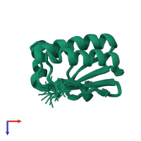 PDB entry 1sbo coloured by chain, ensemble of 20 models, top view.
