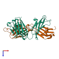 PDB entry 1sbs coloured by chain, top view.