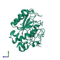PDB entry 1sbt coloured by chain, side view.