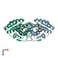 PDB entry 1sby coloured by chain, top view.