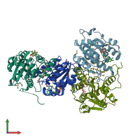 PDB entry 1sbz coloured by chain, front view.