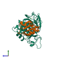 PDB entry 1scj coloured by chain, side view.