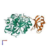 PDB entry 1scj coloured by chain, top view.