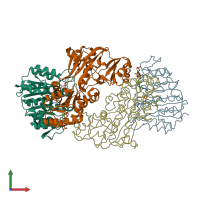 PDB entry 1scu coloured by chain, front view.