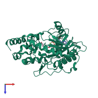 PDB entry 1sd0 coloured by chain, top view.