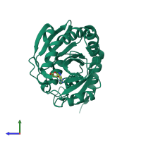 PDB entry 1sd1 coloured by chain, side view.