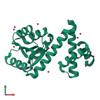 PDB entry 1sd5 coloured by chain, front view.
