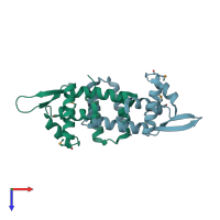 PDB entry 1sd7 coloured by chain, top view.
