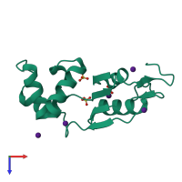 PDB entry 1sd8 coloured by chain, top view.