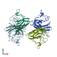 PDB entry 1sda coloured by chain, front view.