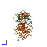 PDB entry 1sdd coloured by chain, side view.