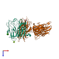 PDB entry 1sdd coloured by chain, top view.