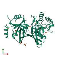 PDB entry 1sdj coloured by chain, front view.