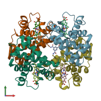 PDB entry 1sdk coloured by chain, front view.