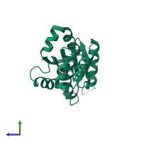 PDB entry 1sdo coloured by chain, side view.