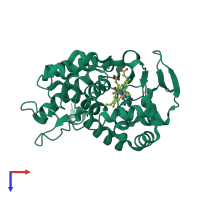 PDB entry 1sdq coloured by chain, top view.