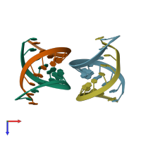 PDB entry 1sdr coloured by chain, top view.