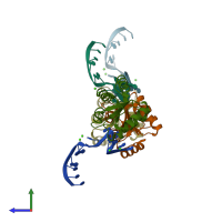 PDB entry 1sds coloured by chain, side view.