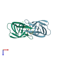 PDB entry 1sdv coloured by chain, top view.