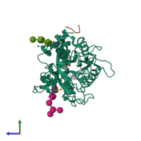 PDB entry 1sdx coloured by chain, side view.