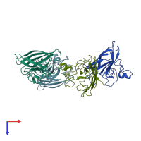 PDB entry 1sdy coloured by chain, top view.