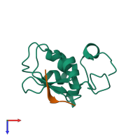 PDB entry 1sdz coloured by chain, top view.