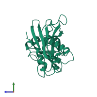 PDB entry 1se2 coloured by chain, side view.