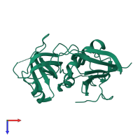 PDB entry 1se2 coloured by chain, top view.