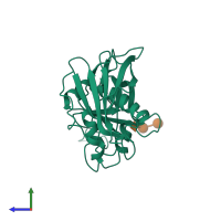 PDB entry 1se3 coloured by chain, side view.