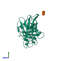 PDB entry 1se4 coloured by chain, side view.