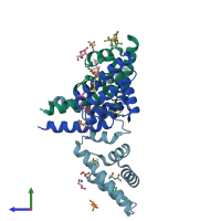 PDB entry 1sed coloured by chain, side view.