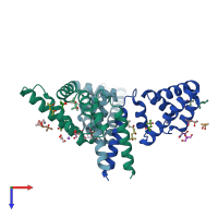 PDB entry 1sed coloured by chain, top view.