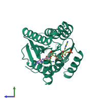 PDB entry 1sep coloured by chain, side view.