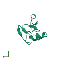 PDB entry 1sf0 coloured by chain, side view.