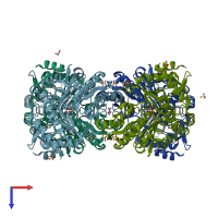 PDB entry 1sf2 coloured by chain, top view.