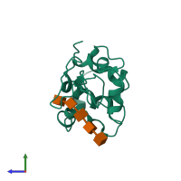 PDB entry 1sfb coloured by chain, side view.