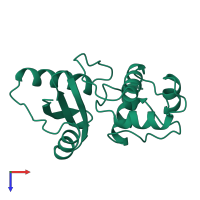 PDB entry 1sfe coloured by chain, top view.