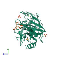 PDB entry 1sfi coloured by chain, side view.