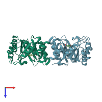 PDB entry 1sfj coloured by chain, top view.