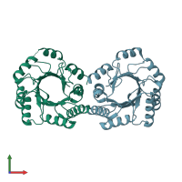 PDB entry 1sfl coloured by chain, front view.
