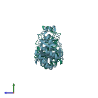 PDB entry 1sfl coloured by chain, side view.